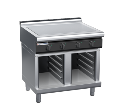waldorf cue rn8104el-cb-c0 900mm electric solid top on cabinet base with low splashback