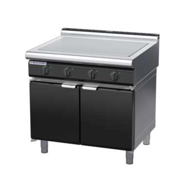 waldorf bold rn8104el-cd-b0 900mm electric solid top on cabinet base with door and low splashback