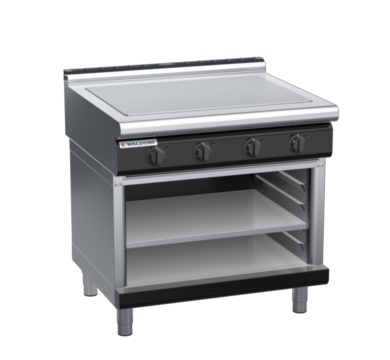 waldorf bold rn8104el-ob-b0 900mm electric solid top on open base with low splashback