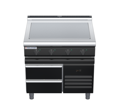 waldorf bold rn8104el-rb-b0 900mm electric solid top on refrigerated base with low splashback