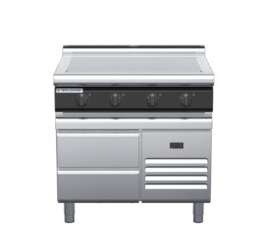 waldorf cue rn8104el-rb-c0 900mm electric solid top on refrigerated base with low splashback