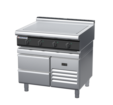 waldorf cue rn8104el-rb-c0 900mm electric solid top on refrigerated base with low splashback
