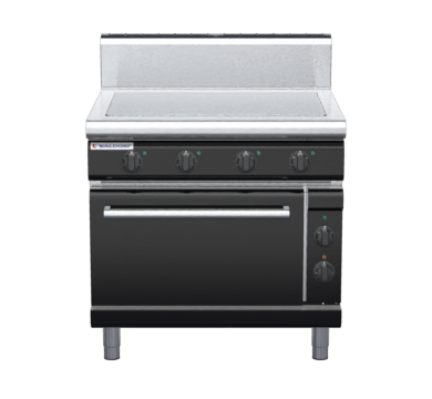 waldorf bold rn8114ech-b0 900mm electric solid top oven range with high splashback
