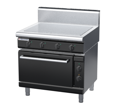 waldorf bold rn8114ech-b0 900mm electric solid top oven range with high splashback