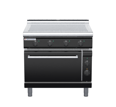 waldorf bold rn8114ecl-b0 900mm electric solid top oven range with low splashback