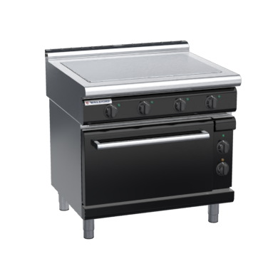 waldorf bold rn8114ecl-b0 900mm electric solid top oven range with low splashback