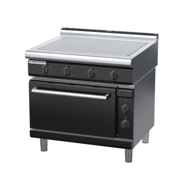waldorf bold rn8114ecl-b0 900mm electric solid top oven range with low splashback