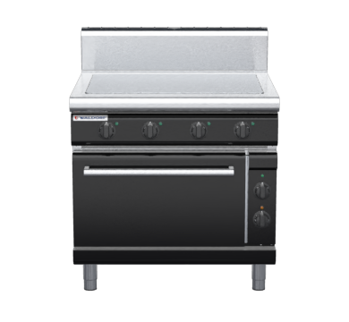 waldorf bold rn8114eh-b0 900mm electric solid top oven range with high splashback