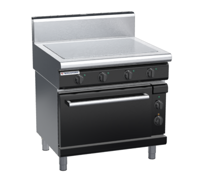 waldorf bold rn8114eh-b0 900mm electric solid top oven range with high splashback