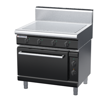 waldorf bold rn8114eh-b0 900mm electric solid top oven range with high splashback