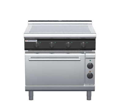 waldorf cue rn8114el-c0 900mm electric solid top oven range with low splashback