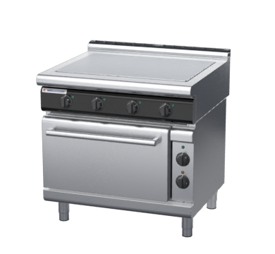 waldorf cue rn8114el-c0 900mm electric solid top oven range with low splashback