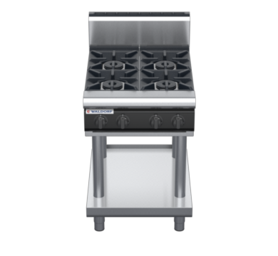 waldorf cue rn8400gh-ls-c0 600mm gas cooktop on leg stand with high splashback