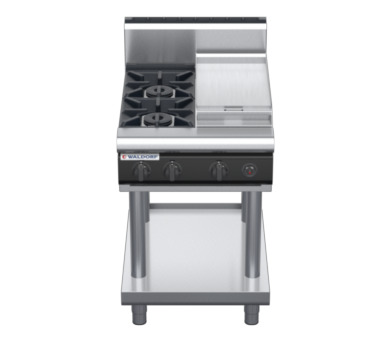waldorf cue rn8403gh-ls-c0 600mm gas cooktop on leg stand with high splashback