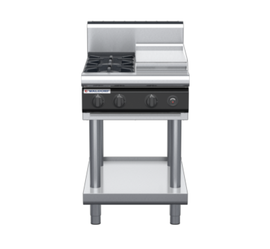 waldorf cue rn8403gh-ls-c0 600mm gas cooktop on leg stand with high splashback
