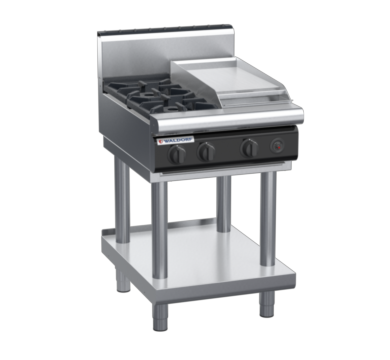 waldorf cue rn8403gh-ls-c0 600mm gas cooktop on leg stand with high splashback