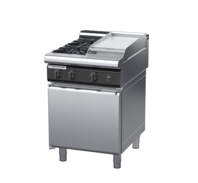 waldorf cue rn8403gl-cd-c0 600mm gas cooktop oncabinet base with door and low splashback