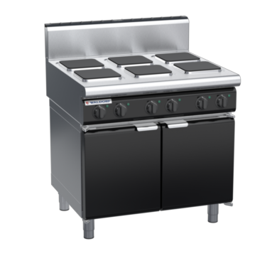 waldorf bold rn8600eh-cd-b0 900mm electric cooktop sealed hobs on cabinet base with door and high splashback