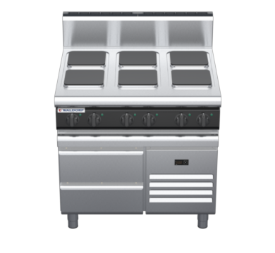 waldorf cue rn8600eh-rb-c0 900mm electric cooktop sealed hobs on refrigerated base with high splashback