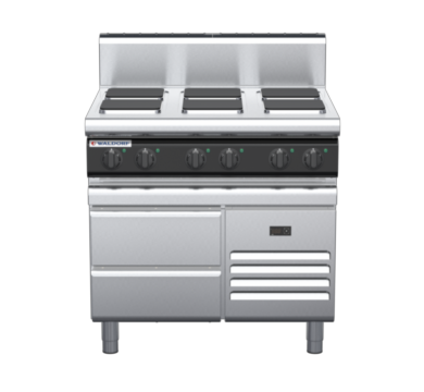 waldorf cue rn8600eh-rb-c0 900mm electric cooktop sealed hobs on refrigerated base with high splashback