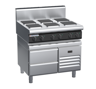 waldorf cue rn8600eh-rb-c0 900mm electric cooktop sealed hobs on refrigerated base with high splashback