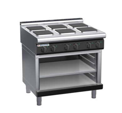 waldorf bold rn8600el-ob-b0 900mm electric cooktop sealed hobs on open base with low splashback