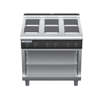waldorf cue rn8600el-ob-c0 900mm electric cooktop sealed hobs on open base with low splashback