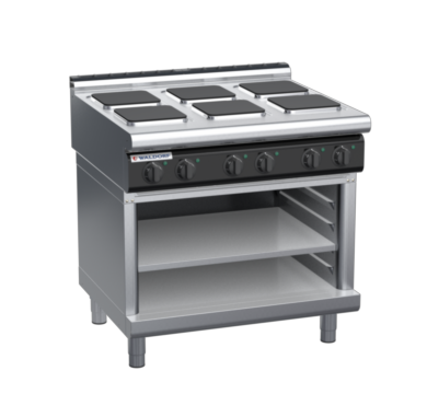 waldorf cue rn8600el-ob-c0 900mm electric cooktop sealed hobs on open base with low splashback