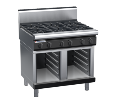 waldorf bold rn8600gh-cb-b0 900mm gas cooktop on cabinet base with high splashback