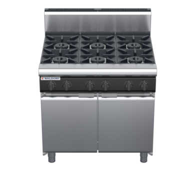 waldorf cue rn8600gh-cd-c0 900mm gas cooktop oncabinet base with door and high splashback