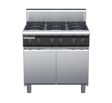 waldorf cue rn8600gh-cd-c0 900mm gas cooktop oncabinet base with door and high splashback