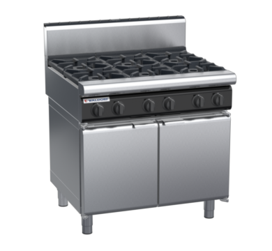 waldorf cue rn8600gh-cd-c0 900mm gas cooktop oncabinet base with door and high splashback