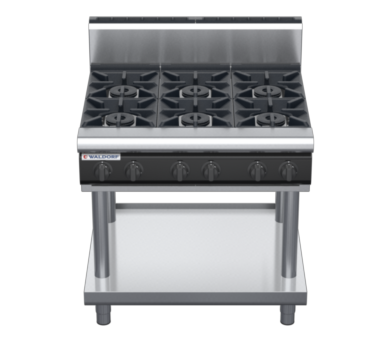 waldorf cue rn8600gh-ls-c0 900mm gas cooktop on leg stand with high splashback