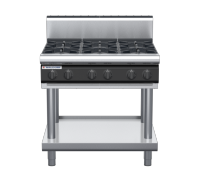 waldorf cue rn8600gh-ls-c0 900mm gas cooktop on leg stand with high splashback