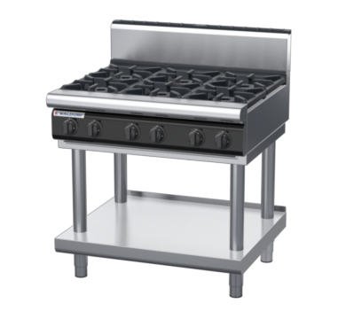 waldorf cue rn8600gh-ls-c0 900mm gas cooktop on leg stand with high splashback