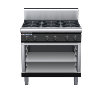 waldorf bold rn8600gh-ob-b0 900mm gas cooktop on open base with high splashback
