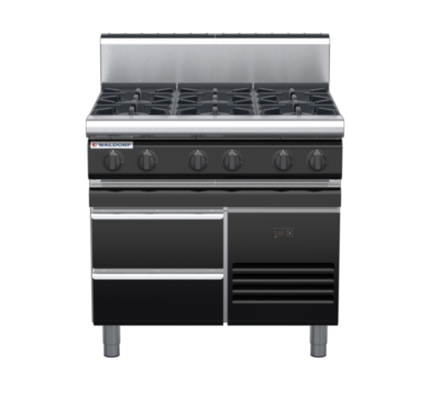 waldorf bold rn8600gh-rb-b0 900mm gas cooktop on refrigerated base with high splashback