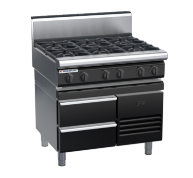 waldorf bold rn8600gh-rb-b0 900mm gas cooktop on refrigerated base with high splashback
