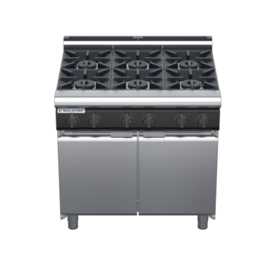 waldorf cue rn8600gl-cd-c0 900mm gas cooktop oncabinet base with door and low splashback