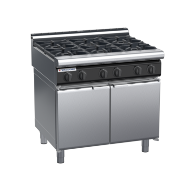 waldorf cue rn8600gl-cd-c0 900mm gas cooktop oncabinet base with door and low splashback