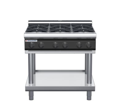 waldorf cue rn8600gl-ls-c0 900mm gas cooktop on leg stand with low splashback