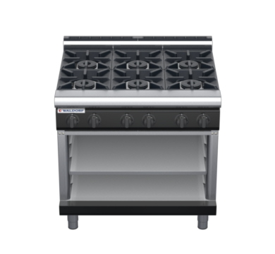 waldorf bold rn8600gl-ob-b0 900mm gas cooktop on open base with low splashback