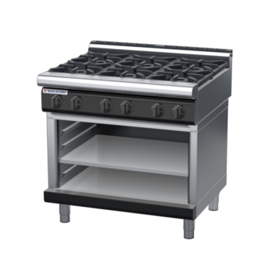 waldorf bold rn8600gl-ob-b0 900mm gas cooktop on open base with low splashback