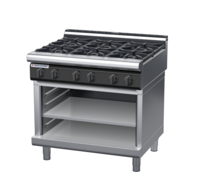 waldorf cue rn8600gl-ob-c0 900mm gas cooktop on open base with low splashback