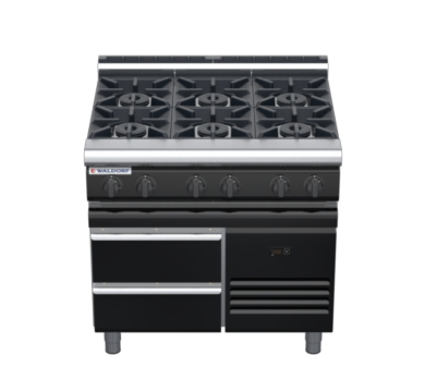waldorf bold rn8600gl-rb-b0 900mm gas cooktop on refrigerated base with low splashback