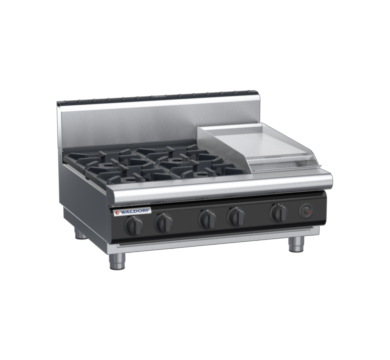 waldorf cue rn8603gh-b-c0 900mm gas cooktop bench model with high splashback