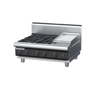 waldorf cue rn8603gh-b-c0 900mm gas cooktop bench model with high splashback