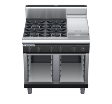 waldorf bold rn8603gh-cb-b0 900mm gas cooktop on cabinet base with high splashback