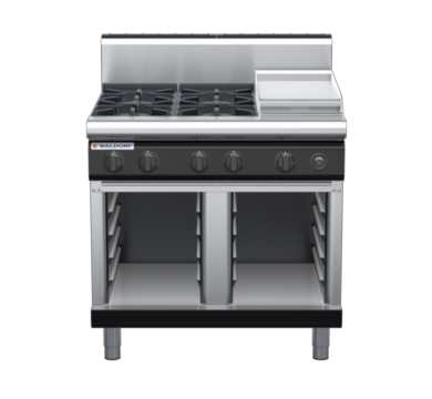waldorf bold rn8603gh-cb-b0 900mm gas cooktop on cabinet base with high splashback