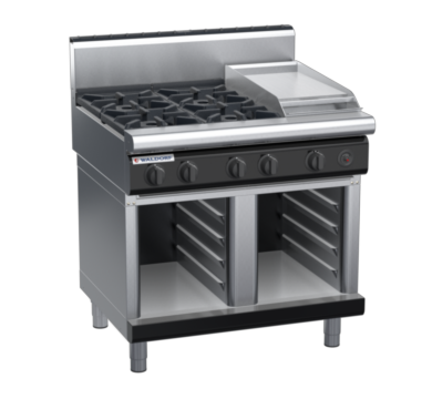 waldorf bold rn8603gh-cb-b0 900mm gas cooktop on cabinet base with high splashback